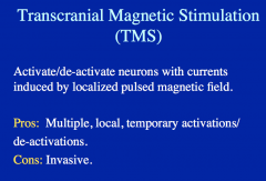 TMS allows you to activate/deactivate neurons via a pulsing magnetic field, initiating or suppressing a particular function/activity.