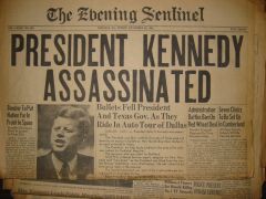 Sources that originated at the time of the event


Noun


This newspaper of President Kennedy being assassinated is an example of a primary source