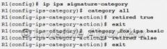 Refer to the exhibit. Based on the configuration that is shown, which statement is true about the IPS signature category?
Only signatures in the ios_ips basic category will be compiled into memory for scanning.
Only signatures in the ios_ips adv...