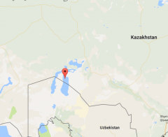 between Kazakhstan in the north and Uzbekistan in the south