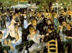 Artist: Renoir  
Title: Moulin de la Galette 
Date: 1876
Medium: Oil on Canvas