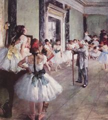 Artist: Degas 
Title: Dance Class 
Date: !873-76 
Medium: Oil on Canvas