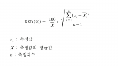 RSD (%) = 100 × 표준편차 / 측정값의 평균값