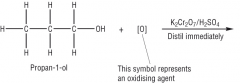 Finish this equation for the oxidation of butan-1-ol?