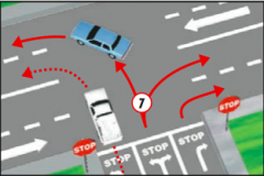 -Through traffic has the right of way
-Turn either right or left from the center lane