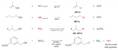 - All of these reactions result in cleavage of the C─O bond of the alcohol.
-  each case, the hydroxyl group is first converted to a suitable leaving group.
- The most commonly used reagents for conversion of alcohols to alkyl halides are the f...