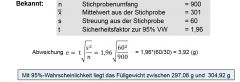 Metrische Berechnet  (im Beispiel) (t aus Table - 95% - 1,96 = Standard)