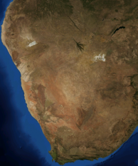 A satellite image of the Kalahari. 