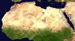 A satellite image of the Sahara Desert. 