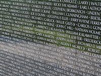 Names of Vietnam War Veterans at the Vietnam War memorial.