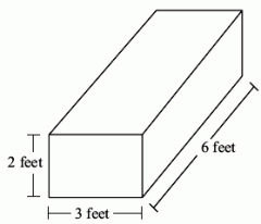 Using the formula V= l x w x h, where l=length, w=width and h=height, find the area of the rectangular prism.