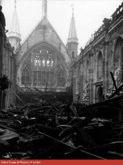 It was destroyed by an incendiary bomb in December 1940, during the London Blitz.