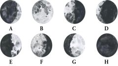 New Moon: H                        Full Moon: B
Waxing Crescent: A                Waning Gibbous: F
First Quarter: E                    Third Quarter: C
Waxing Gibbous: G                 Waning Crescent: D