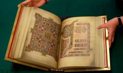 Calfskin prepared as a surface for writing and painting. 


i.e.) The Lindisfarne Gospels (tempera on vellum)