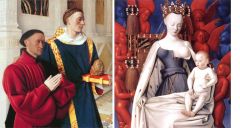 A two-paneled painting or altarpiece. 


i.e.) The Melun Diptych by Jean Fouquet