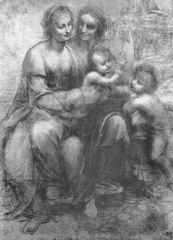 In painting, a full-sized preliminary drawing from which a painting is made. 


i.e.) Virgin by Da Vinci
