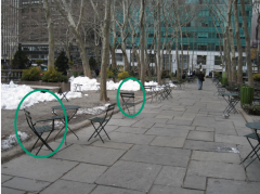 Distance between two objects 

IE distance between these two chairs is ~10 ft