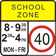 It is 9.20am on a school day. You are driving at 60 km/h, the same speed as traffic around you. You pass this sign but the other cars do not slow down much. What should you do?