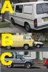 Which vehicle is parked correctly?