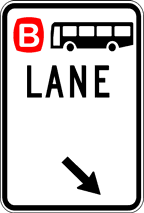 When can a private car travel in a lane marked by this sign?