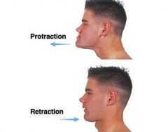 A posterior movement (shoulder/ jaw) 
