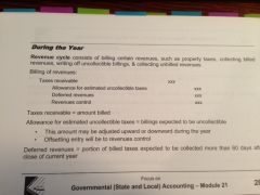 Revenues control = portion of billed taxes expected to be collected during the current year or w/in 60 days of close