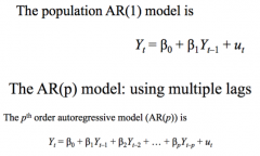 In the first-order autoregressive model: AR(1):
- what are the interpretation of β₀ and β₁?

How would we estimate the AR(1) model?

What about the coefficients in the AR(p) model?