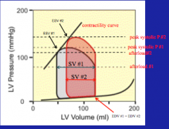 Decreased shortening velocity --> increased end systolic volume and thus decreased stroke volume 

Can occur if increased aortic pressure is increased by increasing TPR

Aortic pressure = TPR x Cardiac output
