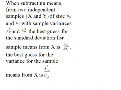 The best guess for the variance of the difference of the sample means from X and Y is ___________
