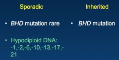 *Inherited is rare. Associated with BHD mutation.
*Sporadic RARELY involves BHD mutation; usually involves chromosomal abnormalities.