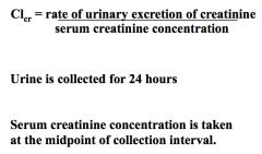 *Creatinine.
*Endogenous substance formed from muscle metabolism.
*Cleared by kidney by filtration and some active transport (secretion).
*Production varies with age weight and sex.
