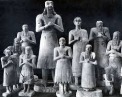 #14
Statues of votive figures, from the Square Temple at Eshnunna
- Modern Tell Asmar, Iraq
- Sumerian
- 2,700 BCE
 
Content:
- human statuettes
- multitudes found in Sumerian temples
- inlayed shell and black limestone
- figures shown in prayer
-...