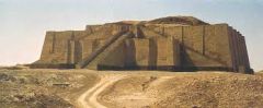 Ziggurat of Ur
- Dhi Qar Province, Iraq
- Sumerian
- 2,100 BCE
 
Content:
- stone ziggurat
- used to have a temple on top
- stone-cut squares
- diagonal staircases leading up the ziggurat to the temple
- frontal staircase
 
Style:
- ziggurat eleva...