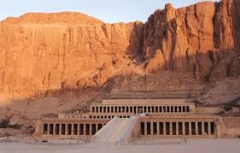 #21
Mortuary temple of Hatshepsut
- near Luxor, Egypt
- New Kingdom - 18th Dynasty
- 1,473 - 1,458 BCE
 
Content:
- rock-cut tomb
- mostly cut out of the surrounding limestone walls
- some stone added on
- remnants of a sacred lake, gardens, lines...