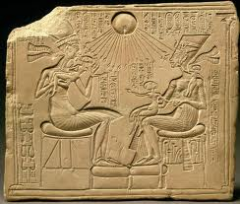 #22
Akhenaton, Nefertiti, and three daughters
- Egypt
- New Kingdom - Armana - 18th Dynasty
- 1,353 - 1,335 BCE
 
Content:
- limestone
- commemoration
- Akhenaton and Nefertiti sitting with daughters under the sun god
- wearing traditional garb
 
...