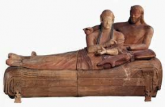 #29
Sarcophagus of the Spouses
- Italy
- Etruscan
- 520 BCE
 
Content:
- funerary statuary
- wealthy couple in Etruscan society
- honor the couple
- house the couples remains
- couple laying together on a pedestal or couch
- terra cotta
- once pai...