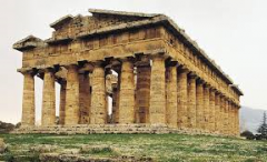 Temple of Hera II at Paestum
- classical Greek
- 460 BCE
 
Content:
- marble temple
- 2nd temple built for Hera
 
Style:
- Doric style
- raised on a stereobate
- perastyle colonnade encircling the temple
- symmetrical
- expanded colonnade for a mo...
