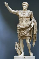 #43
Augustus of Prima Porta
- Imperial Roman Early first century CE
 
Content:
- statue of one of the Caesars
- Imperial Rome
- Augustus
- man in elaborate and expensive clothing
- cupid/cherub at man's feet
 
Style:
- idealism
- depicting Augustu...