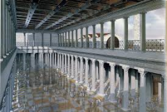 #45
Basilica Ulpia (reconstruction drawing)
- Forum of Trajan
- 106 - 112 CE
 
Content:
- can only really be seen through reconstructions
- elaborate part of the Forum of Trajan
- reserved space for hosting politics
 
Style:
- covered area surroun...