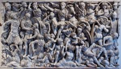 #47
Ludovisi Battle Sarcophagus
- Late Imperial Roman
- 250 CE
 
Content:
- sarcophagus
- depicting a battle
- intricate, writhing images
- part of a series of sarcophagi
- marble
- central figure depicts the diseased in a serene manor
 
Style:
- ...