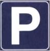 Il segnale raffigurato indica un'area di parcheggio e può essere integrato con un pannello che indica la superficie disponibile