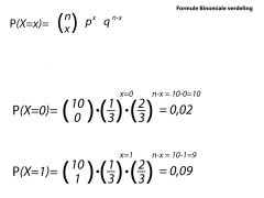 Dit zijn niet alle getallen, want die lopen van 0 t/m tien.

Samen zouden alle P(X) waardes 1 zijn en de kansen bij elkaar P(X) · p = 3,3333 

Dus:
alle P(X) waardes opgeteld zijn 1 
de kansen bij elkaar P(X) · p = 3,3333 (1/3)