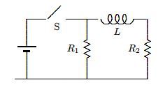 

When the switch S in the circuit shown is closed, the time constant for the growth of current
in R2 is: