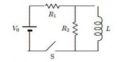 

Immediately after switch S in the circuit shown is closed, the current through the battery is