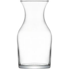 a wide-mouthed glass or metal bottle with a lip or spout, for holding and serving beverages