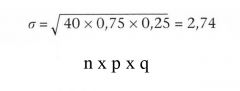 Antwoord

Omdat zowel n · p als n · q groter zijn dan 5, mogen we de binomiaal verdeelde variabele X  behandelen  als een normaal verdeelde variabele. 

Het  'gemiddelde',  ofwel het  verwachte aantal  goed , van  deze  normale verdeling is ...
