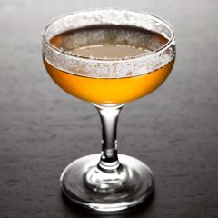 Cocktail glass
Lemon juice and sugar rim
Chill 

In shaker:
1½+ oz brandy/cognac
 ¾ oz Cointreau (triple sec)  
 ¾  oz lemon juice  
(¼ oz simple syrup)

Shake and strain to glass
Classic is none, or garnish with orange slice or twist