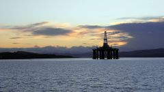 Oil platforms off the coast of Scotland