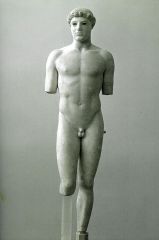Formal Analysis


Kritios Boy


Classical Greek


480 B.C.E.


 


Content


-young boy (no significance of who he is)


- kritios may be sculptor or the name of the boy


 


Style


-realism


-made of marble 


-about ...