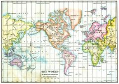 Mercator Map

1. Main feature.
2. Where is it true?
3. Where is distortion worst?
4. Uses